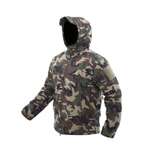 Ketamyy Homme Tactique Camouflage Veste Imperméable Softshell Doublure en Polaire Automne Hiver Outdoor Trekking Chasse Alpinisme Blouson Manteaux à Capuche Jungle Camouflage XL