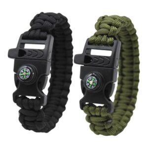 KGDUYC Bracelet de Survie en Corde de Parachute Tressée - Multifonction Avec Sifflet et Boussole Pour Activités de Plein Air