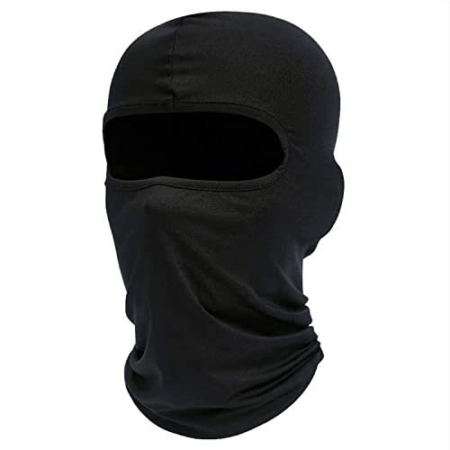 LacyMC Cagoule Balaclava, Moto, Protection UV, Léger Mince en Lycra Tissu Coupe-Vent Respirant Sports d'extérieur Masque Complet, Hommes & Femmes élastique Taille Universelle(Noir)