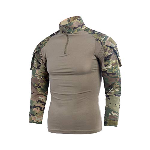LANBAOSI Chemise de Combat Militaire Homme Airsoft Shirt Tenue Camouflage Uniforme Tactique Séchage Rapide à Manches imperméables MC Small