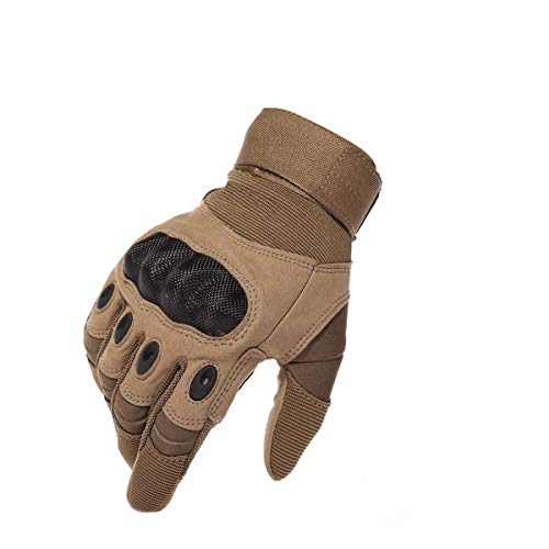 Limirror Gants Tactiques Plein-Doigt Hommes Mi-Saison Sport de Plein air pour Combat, Scooter, Militaire, Moto,Paintball, Cyclisme, Randonné, Airsoft, Camping, Chasse,Vélo (Brun Plein-Doigt, L)