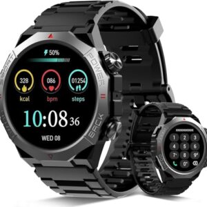 Montre Connectée Homme, 1.39" HD Militaire Smartwatch avec Appel Bluetooth, Smart Watch Homme avec 110+ Modes Sportifs/Cardiofrequencemetre/Sommeil, Etanche IP68 Montre Intelligente pour Android iOS