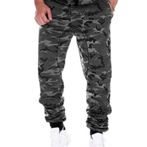 Onsoyours Homme Pantalon Cargo Casual Jogging Camouflage Militaire Mode Casual Sport De Jogging Taille Tlastique Occasionnels LâChe De SurvêTement Pantalon B Gris XL
