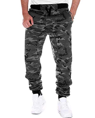 Onsoyours Homme Pantalon Cargo Casual Jogging Camouflage Militaire Mode Casual Sport De Jogging Taille Tlastique Occasionnels LâChe De SurvêTement Pantalon B Gris XL