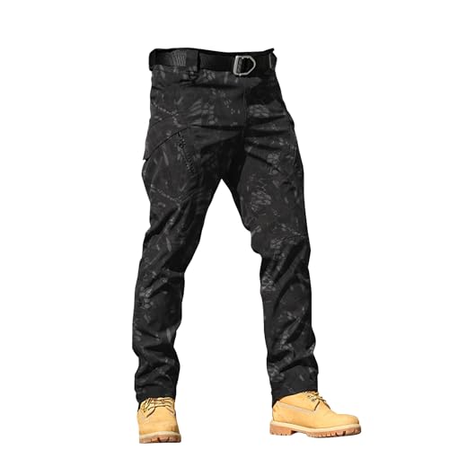 Pantalon cargo camouflage pour homme décontracté tactique pantalon softshell léger de travail imperméable pour le camping et la randonnée avec plusieurs poches, Marine militaire., L