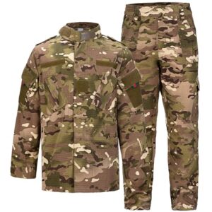 QIYUANT Enfant en Plein Air Vêtements Tactiques Ensembles T-Shirt et Pantalon Airsoft Militaire Camouflage Printemps Été Automne Randonnée Chasse Camping Combat (CP/Veste + Pantalon, 120)