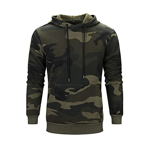 Sweat à capuche pour homme - Camouflage - Sweat à capuche - En coton - Taille complète - De qualité supérieure et très doux - Camouflage kaki, bleu ciel, vert armée, Vert militaire., S