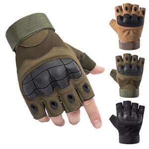 Swygoo Gants Tactiques Demi-Doigts, Gants sans Doigts Paintball Airsoft, Gants Militaires pour Moto Chasse Cyclisme Tir Randonnée Camping Armée Gants D'entraînement Boxe VTT Scooter (M, Vert)