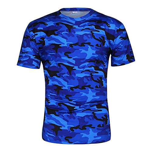 T-Shirts Camouflage à Manches à Manches Courtes pour Hommes Kirmt Hipster De Camouflage AthléTique D'EntraîNement Tee Militaire De Plage D'éTé (Bleu Marine,XXL)