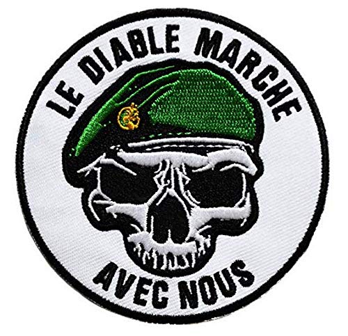 topt Mili ecusson Para Parachutiste Legion Beret Vert Legionnaire armée France Francais 8cm Legion thermocollant Diable