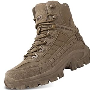 5.AA B21 Bottes militaires Chaussure de Combat Type Ranger Homme Haute avec Fermeture latérale et Coque de Protection Ideal Ranger Agent de sécurité marron 43 EU