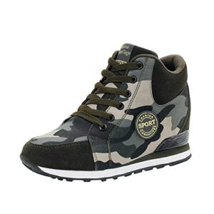 Baskets pour femme - Taille 40 - Camouflage - Semelle souple - Chaussures confortables - Pour la course à pied et le sport, vert militaire, 39 EU
