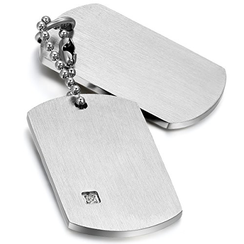 Cupimatch Plaque Militaire Personnalisable Collier Photo Gravé Collier Photo Personnalisé Dog Tag Double Plaque en Acier Inoxydable avec Chaine de 55cm,Personnalisé Cadeau pour Hommes Garçons