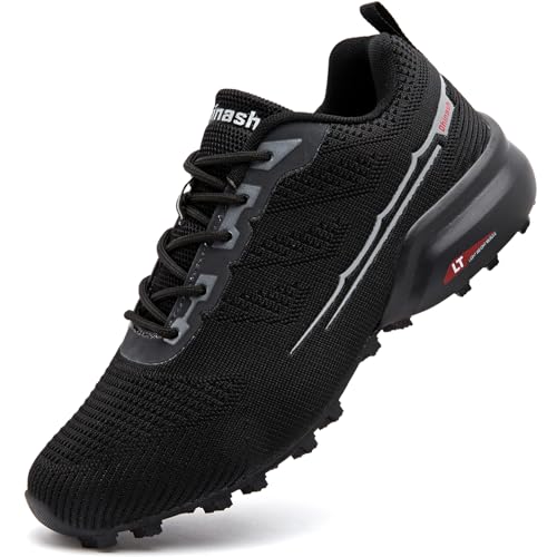 Dhinash Chaussures de Trail Homme Chaussures Basses de Randonnée Baskets Trekking Running Outdoor Respirantes Antidérapantes Légères pour Montagne, Marche et Quotidien Noir Taille 44