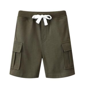 DINGDONG'S CLOSET Enfant Garçon Eté Coton Poches Cargo Bermuda Shorts(Vert Militaire, 3Ans)