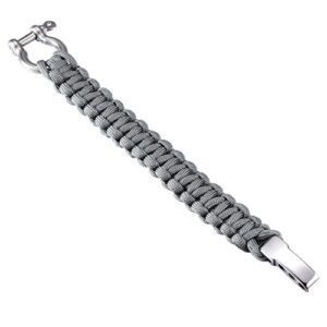 DonDon Paracord Bracelet de Survie Hommes Acier Inoxydable Bracelet Outdoor Tressé Gris