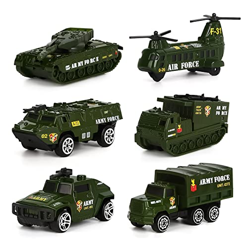 Dreamon Jouet Véhicule Militaire en Plastique et en métal avec 6pcs Mini Modèles Voitures Classiques pour Enfants de 3 4 5 Ans