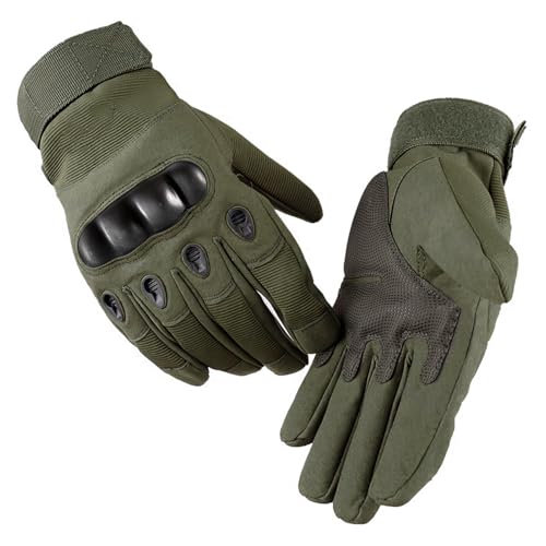 Gants de Moto Homme, Gant Tactique Knuckle Protection Respirant Gants Scooter Motocross, Gant Mechanix pour Moto Randonnée Camping Escalade Chasse Cyclisme Activités de Plein Air (L, Vert Armée)