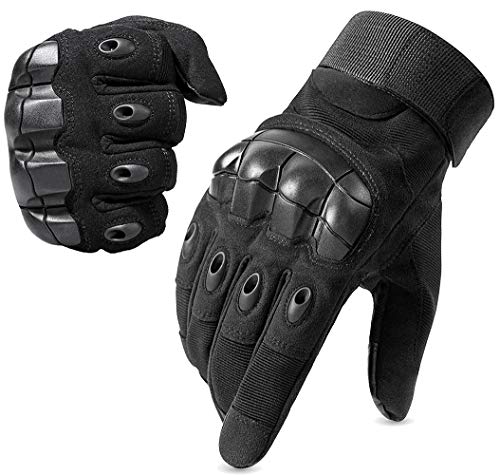 Gants Militaires Combat Tactiques pour Hommes, Gants Sport Eté pour Moto Motocross Scooter Cyclisme de Protection Anti-Coupe(Black,M)