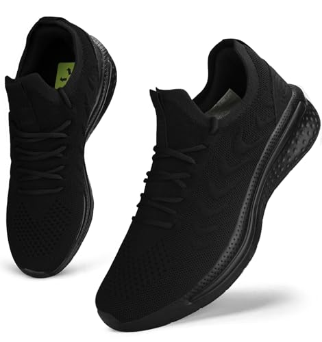 Giniros Basket Femme Chaussure Sneakers Chaussures Mode et Sport Running pour Femmes Basquettes de Marche Course Casual Fitness Tennis Gym Outdoor Respirant Léger Confortable Jogging Noir 40EU