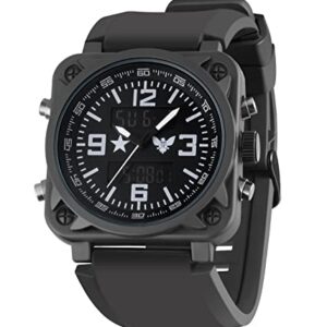 GREENTREEN Montre Militaire Homme Chronographe: Mouvement à Quartz Analogique Original Japonais + Mouvement Numérique - Etanche Design Lumineuses Montre pour entraînement Tactique Camping randonnée