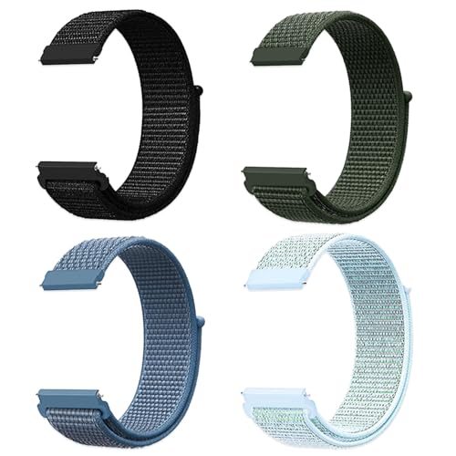 JSTHHTT 4 Pièces Nylon Réglable Bracelet à Libération Rapide pour Femme et Homme (20mm Cyan Clair, Bleu Cape, Vert Militaire, Noir)