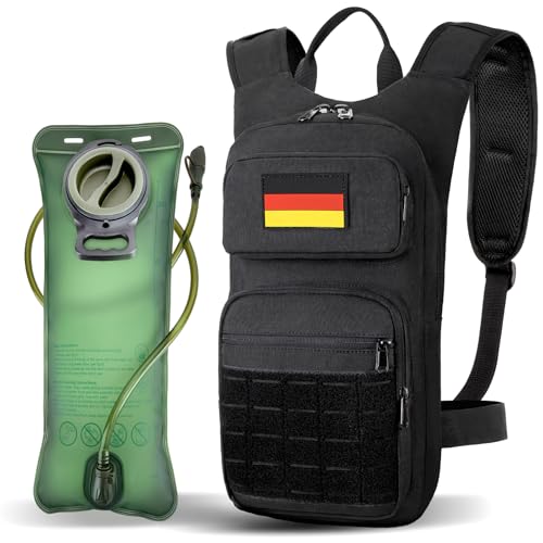 Jueachy Sac à Dos d'Hydratation Tactique avec 3L TPU Poche d'Hydratation: Militaire Sac de Course Homme Femme Molle Sac de Sport pour Vélo VTT Trail Randonnée Cyclisme Marathon