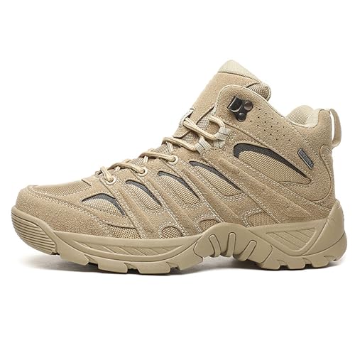 KINROCO Hommes Bottes Militaire Tactiques Basses Patrouille Bottes Patrouille Combat Désert Sécurité Chaussure Respirantes(Size:43 EU,Color:Sable)