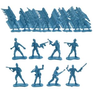 Larfraecy Ensemble de Jeu Militaire de 100Pcs Soldat Militaire Jouet Soldats en Plastique Figurines Militaires et Accessoires d'Équipement d'Arme pour Combat Militaires Petits Soldats (Bleu)