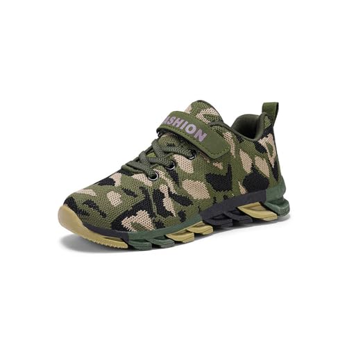 Mateju Basket Enfant Garçon Mode Chaussures de Sport Garcon Unisexe Enfant Chaussure de Basketball Respirant Confortable Sneakers Basket Runing Sport Légères Chaussures Garçon Fille Camouflage