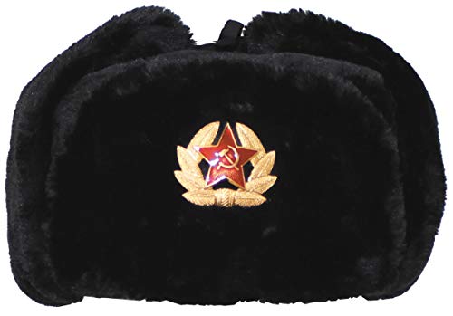 MFH Russian Winter Cap Noir avec Insigne Taille S