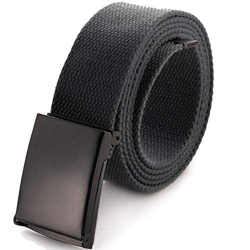Mile High Life Ceinture en Toile Ajustable Boucle de Ceinture Militaire Noire à Dent pour Hommes (132CM,Gris Foncé)