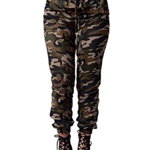 Minetom Pantalon de Jogging Long Femme Doux Casual Ample Camouflage Pantalon de Survêtement Running Training Fitness Yoga C Armée Verte Large