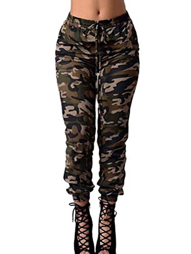 Minetom Pantalon de Jogging Long Femme Doux Casual Ample Camouflage Pantalon de Survêtement Running Training Fitness Yoga C Armée Verte Large