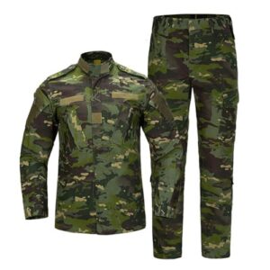 Oanviso Homme Tactique de Costume Vêtements 2 Pièces Manteau avec Capuche Impermeable Veste de Pluie Hiver Uniforme Militaire Tenue de Combat Camouflage Cargo Pantalon B Vert Foncé L