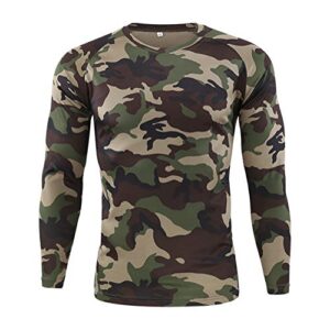 Onsoyours T-Shirt Militaire Homme Respirant Manches Longues T-Shirt Tactique Outdoor pour Homme Casual Tee Shirt Camouflag T-Shirts C Vert M