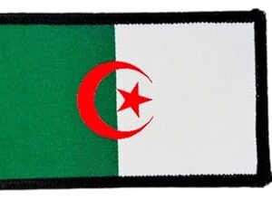 Pandiui23 Patchs brodés drapeau de l'Algérie avec couleurs officielles Bouclier brodé Patchs de motard brodés Patchs militaires, patch Espagne (Algérie)