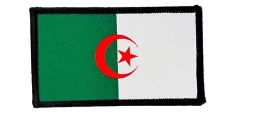 Pandiui23 Patchs brodés drapeau de l'Algérie avec couleurs officielles Bouclier brodé Patchs de motard brodés Patchs militaires, patch Espagne (Algérie)