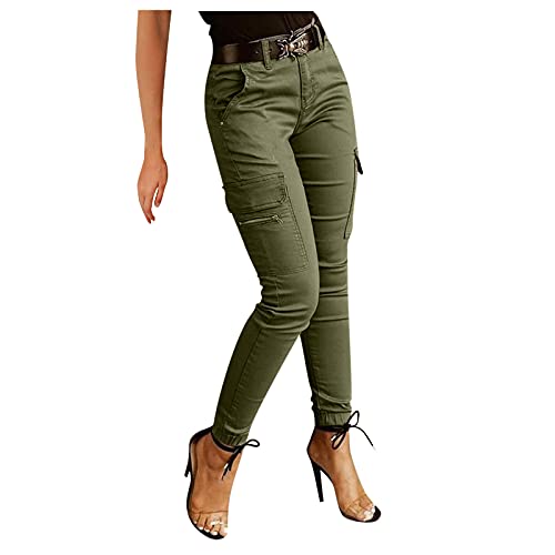 Pantalon militaire pour femme, noir, décontracté, cargo, militaire, pantalon de combat, pantalon court pour femme, Vert armée., S