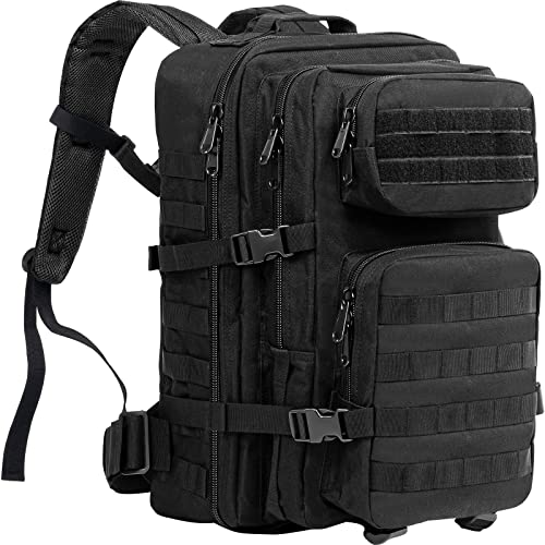 ProCase Sac à Dos Militaire de Grand Volume 40L, Sac Tactique Voyage Multifonction, Sac à Dos Randonnée pour Trekking/Randonnée/Camping/Voyage/École/Pêche/Alpinisme-Noir