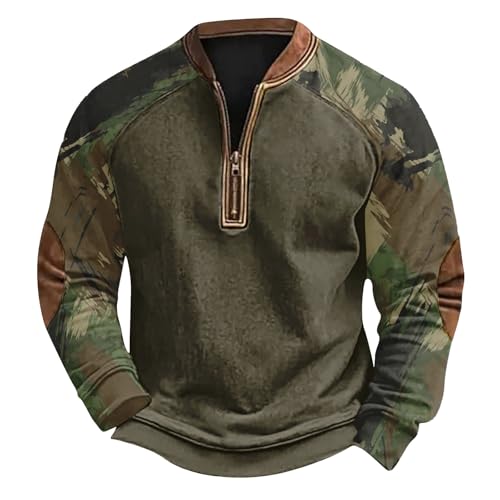 Pull Militaire Homme, Camouflage sans Capuche Demi-Zippé Épissage, Vente en Ligne Sweet Homme sans Capuche Vêtements Homme Veste Zippée Homme Pull Homme Grande Taille Pull Capuche Homme M