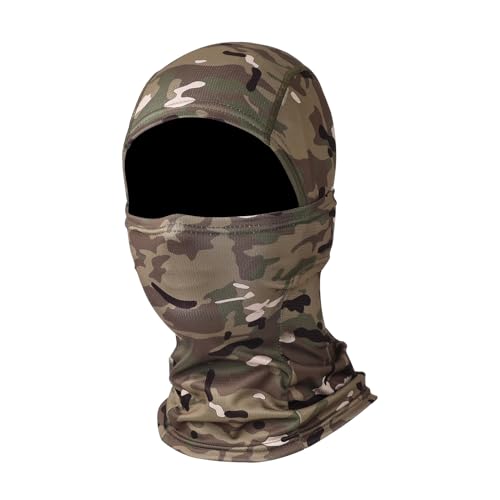 Rovtop Cagoule Camouflage Militaire, Cagoule de Moto pour Homme Femme, Balaclava élastique avec Cache-Cou, pour Sports Velo Ski Snowboard Randonnée, Cagoule Doux et Confortable Respirant Coupe-Vent