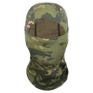 SHSHbuy Cagoule Balaclava,Polyvalent Respirant Masque Complet Coupe-Vent Balaclavas Cagoule Masque de Ski,Protection UV pour la Course à Pied en Plein air Moto Cyclisme Sports(Vert Camouflage)