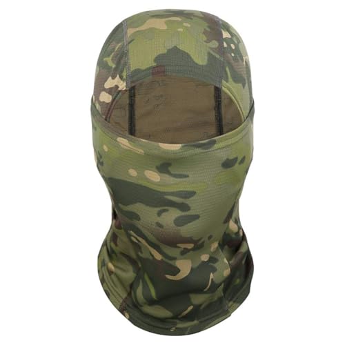 SHSHbuy Cagoule Balaclava,Polyvalent Respirant Masque Complet Coupe-Vent Balaclavas Cagoule Masque de Ski,Protection UV pour la Course à Pied en Plein air Moto Cyclisme Sports(Vert Camouflage)
