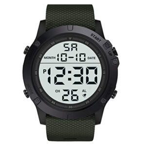 Singular-Point Montre Militaire Numérique pour Homme avec Grand Cadran Analogique et LED Numérique, Digital Montre Bracelet Homme Garçon, Chronographe, Bracelet en Résine,AF375J
