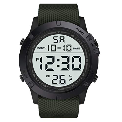 Singular-Point Montre Militaire Numérique pour Homme avec Grand Cadran Analogique et LED Numérique, Digital Montre Bracelet Homme Garçon, Chronographe, Bracelet en Résine,AF375J