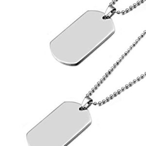 Tang Yuan 2 pendentifs de l'armée,étiquette en Acier Inoxydable Poli pour Hommes et Femmes,Collier de Style Militaire,Longueur de la chaîne 69 cm (Argent 27,1"), Plastique, Plastique