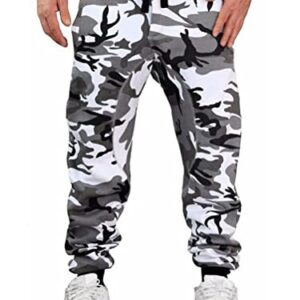 Tomwell Jogging Homme Pantalon Cargo Survêtement Slim Fit de Sport Camouflage Workwear Mode Travail de Loisirs Casual Workout Avec Poches A Blanc XL