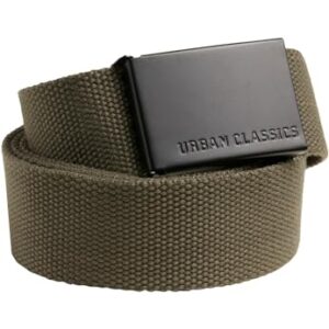 Urban Classics Mixte Canvas Belts Ceinture Sangle en Toile Militaire Unisexe Ajustable Sans Trous Boucle M tal pour Homme et Fem, Gris (Olive/Black 00868), 120 EU