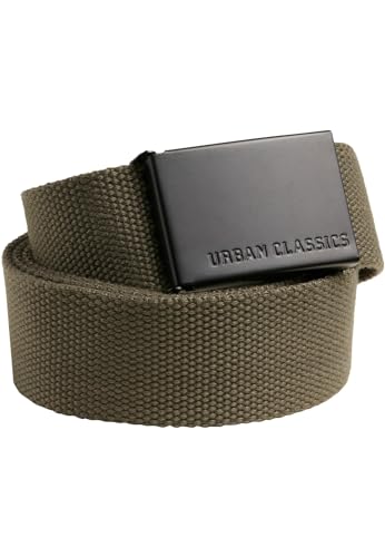 Urban Classics Mixte Canvas Belts Ceinture Sangle en Toile Militaire Unisexe Ajustable Sans Trous Boucle M tal pour Homme et Fem, Gris (Olive/Black 00868), 120 EU